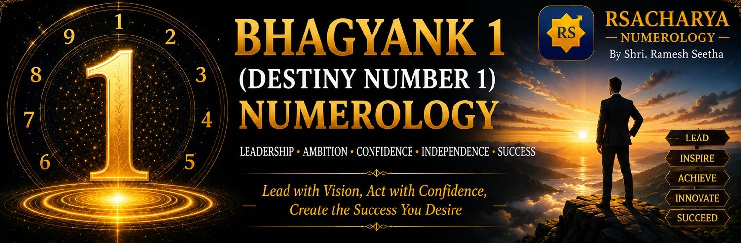 Bhagyank 1 (Destiny Number 1) numerology meaning: leadership, ambition, confidence and success, by RSACHARYA