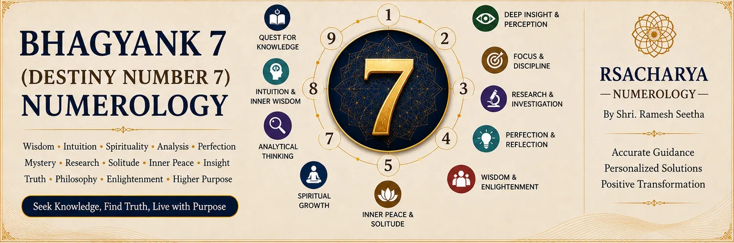 Bhagyank 7 destiny number traits: knowledge, intuition, analytical thinking, research, spiritual growth and inner peace
