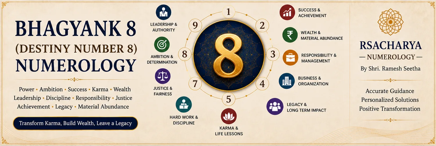 Bhagyank 8 destiny number traits: leadership, ambition, justice, hard work, wealth, karma and legacy