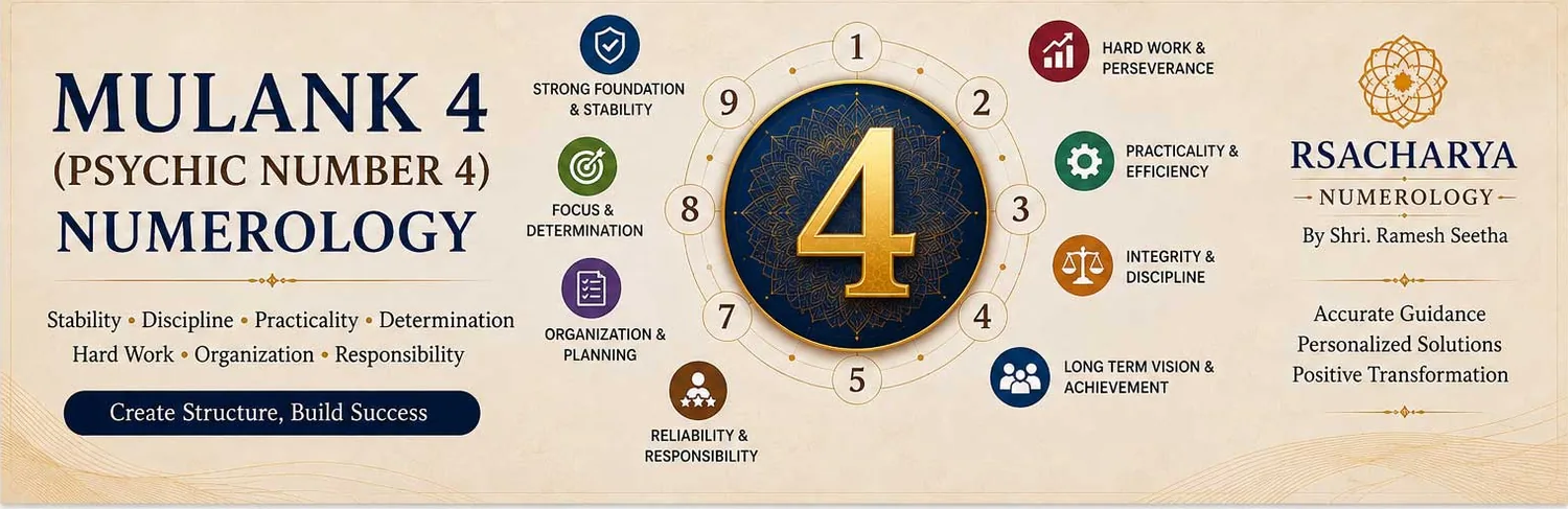 Mulank 4 traits in numerology: stability, focus, planning, hard work, integrity and long-term vision