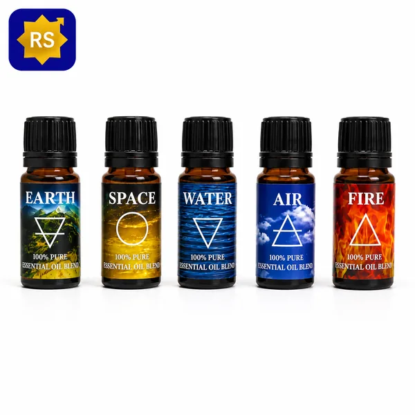 Five Element Balancing Oils: Earth, Space, Water, Air and Fire essential oil blends (Pancha Bhoota)