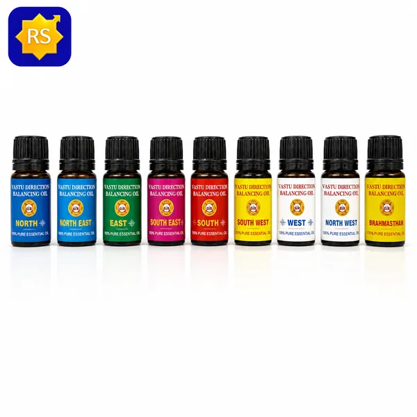 Nine Direction Vastu Balancing Oils set: North, North-East, East, South-East, South, South-West, West, North-West and Brahmasthan oils